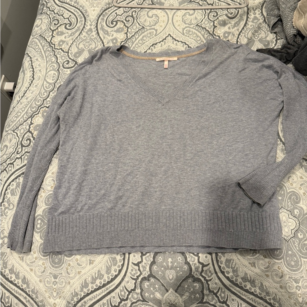 Gray V-Neck Sweater